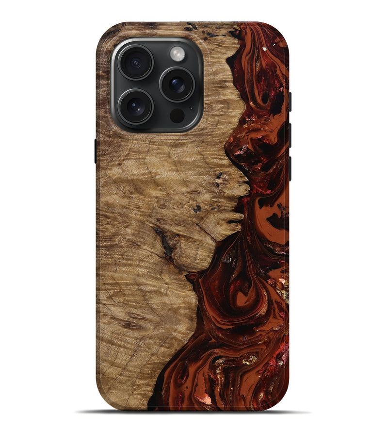 iPhone 16 Pro Max Wood Live Edge Phone Case - Yandel (Red, 818002)