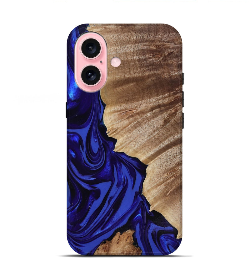 iPhone 16 Wood Live Edge Phone Case - Fate (Blue, 818005)