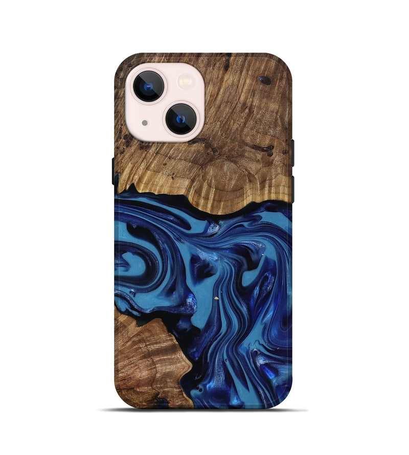 iPhone 13 mini Wood Live Edge Phone Case - Domenic (Blue, 818006)