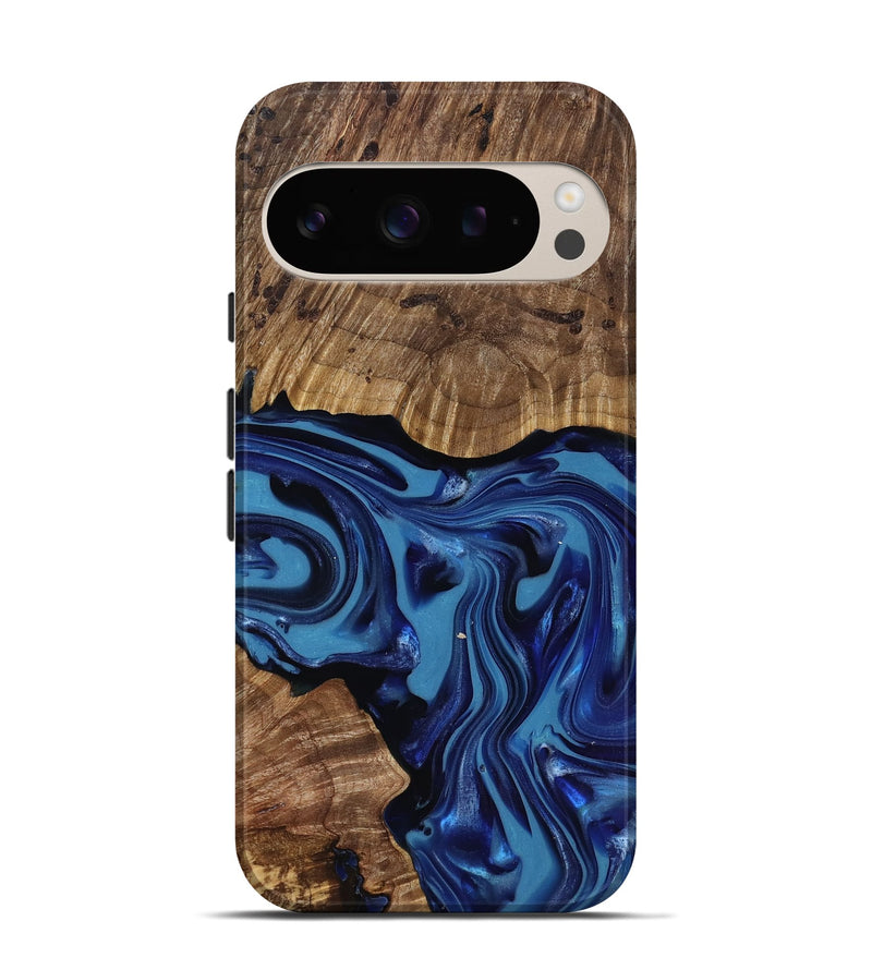Pixel 9 Wood Live Edge Phone Case - Domenic (Blue, 818006)