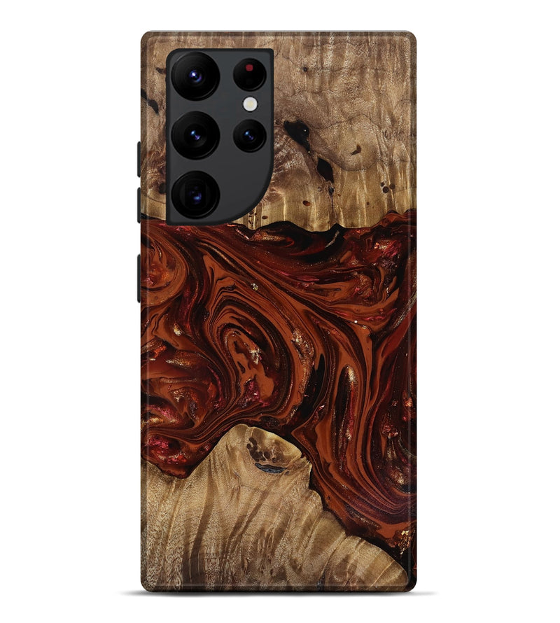 Galaxy S22 Ultra Wood Live Edge Phone Case - Dequan (Red, 818009)