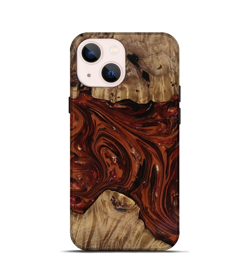 iPhone 13 mini Wood Live Edge Phone Case - Dequan (Red, 818009)