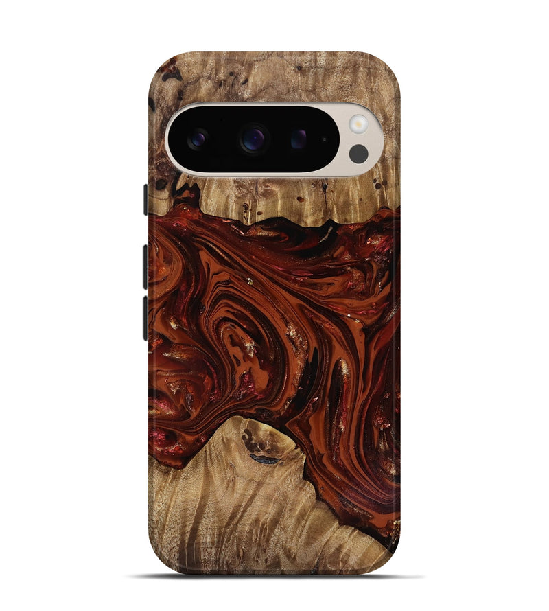 Pixel 9 Pro Wood Live Edge Phone Case - Dequan (Red, 818009)