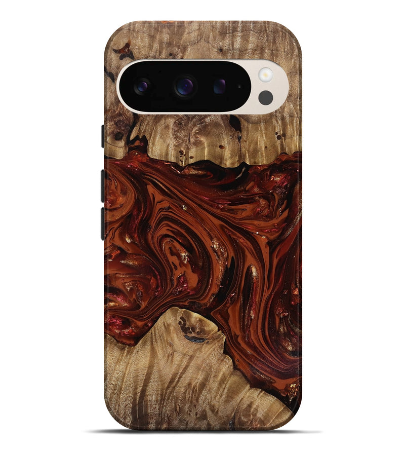 Pixel 9 Pro XL Wood Live Edge Phone Case - Dequan (Red, 818009)
