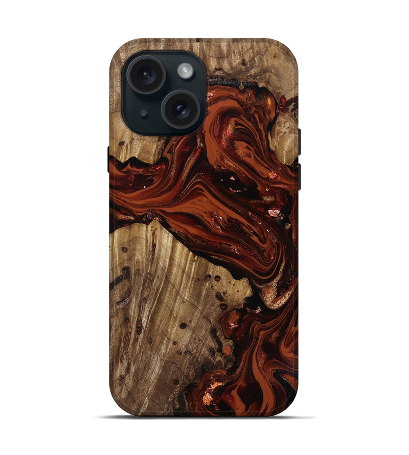iPhone 15 Wood Live Edge Phone Case - Manuela (Red, 818010)