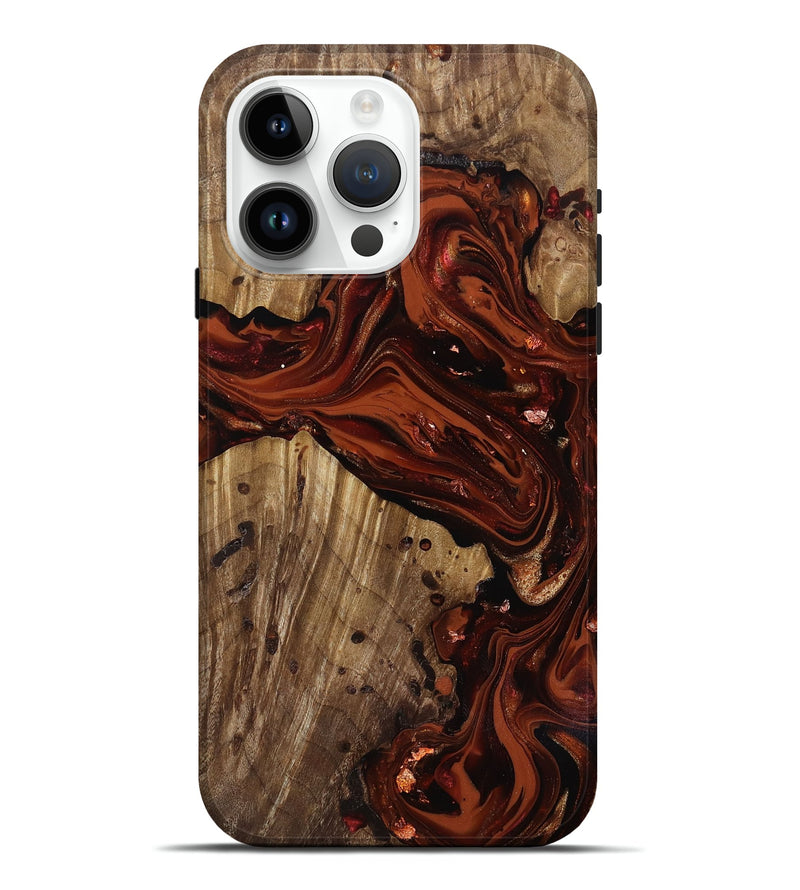 iPhone 15 Pro Max Wood Live Edge Phone Case - Manuela (Red, 818010)