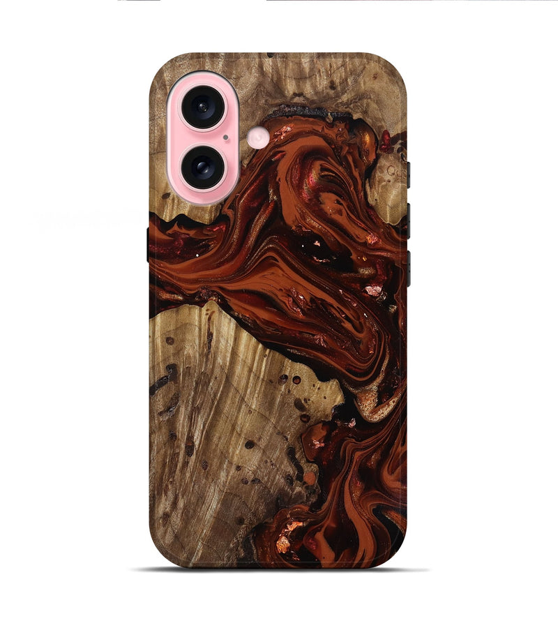 iPhone 16 Wood Live Edge Phone Case - Manuela (Red, 818010)