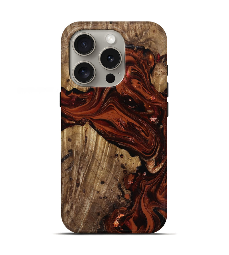 iPhone 16 Pro Wood Live Edge Phone Case - Manuela (Red, 818010)