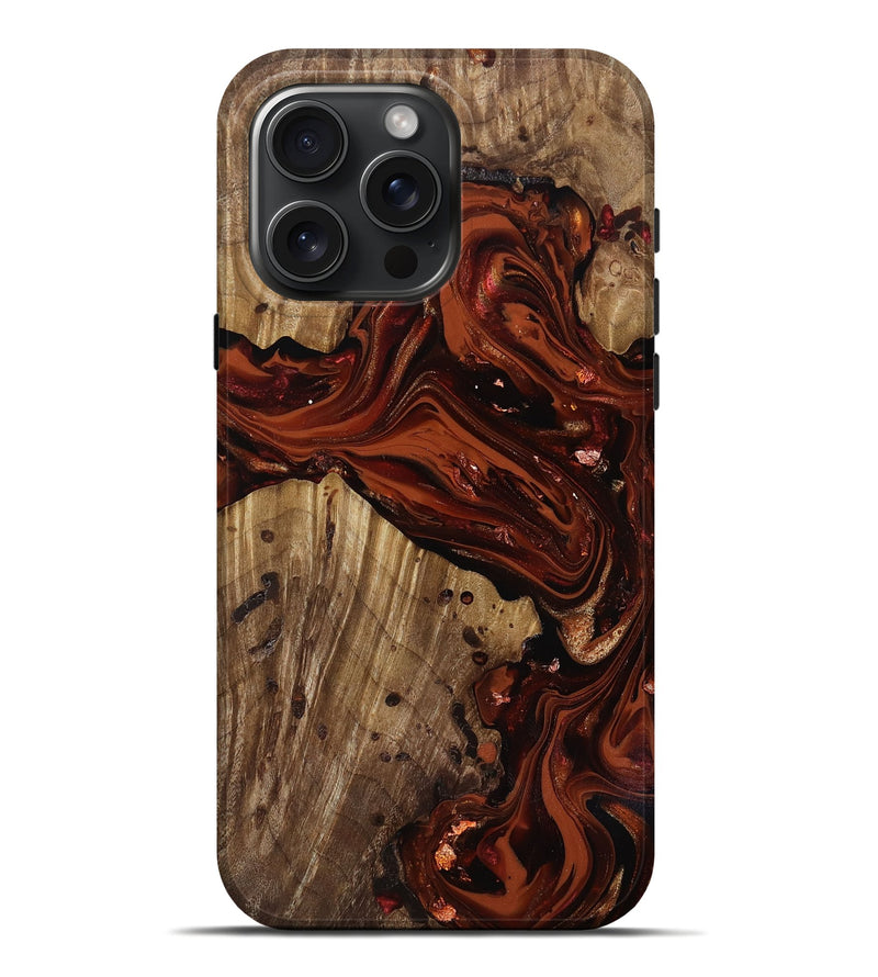 iPhone 16 Pro Max Wood Live Edge Phone Case - Manuela (Red, 818010)