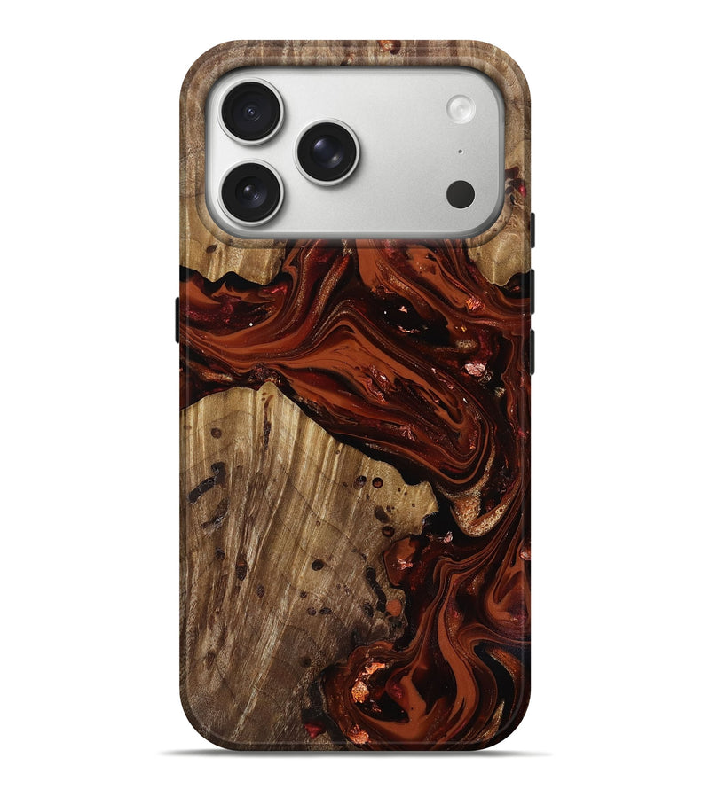iPhone 17 Pro Max Wood Live Edge Phone Case - Manuela (Red, 818010)