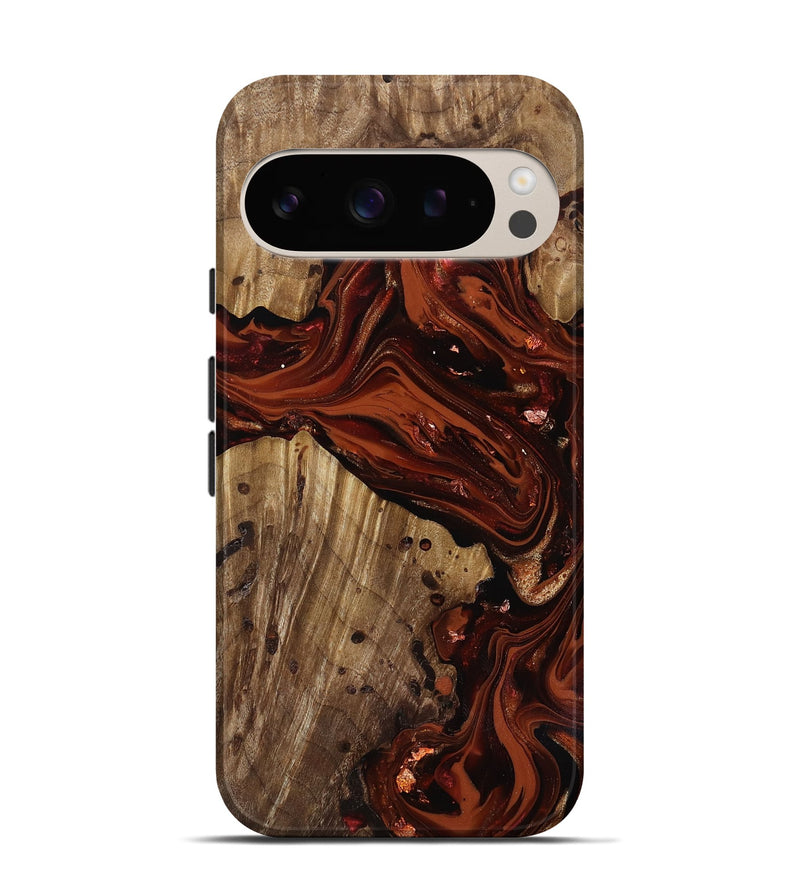 Pixel 9 Pro Wood Live Edge Phone Case - Manuela (Red, 818010)