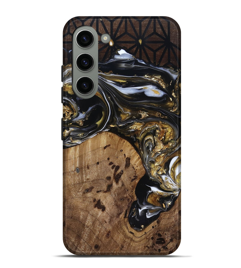 Galaxy S23 Plus Wood Live Edge Phone Case - Yetta (Black & White, 818012)
