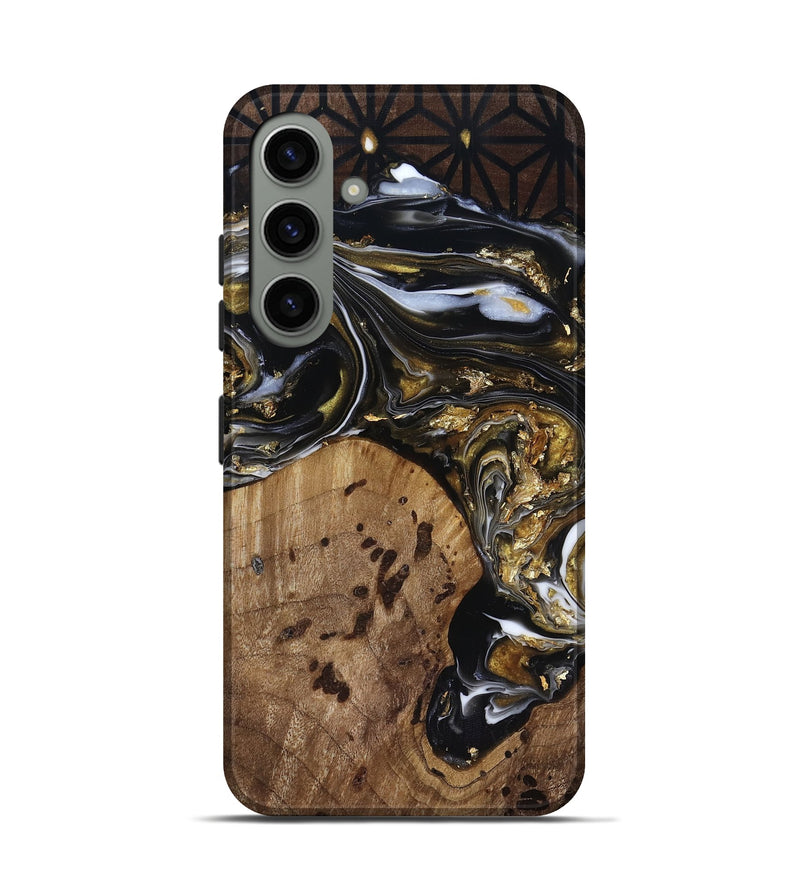 Galaxy S24 Wood Live Edge Phone Case - Yetta (Black & White, 818012)