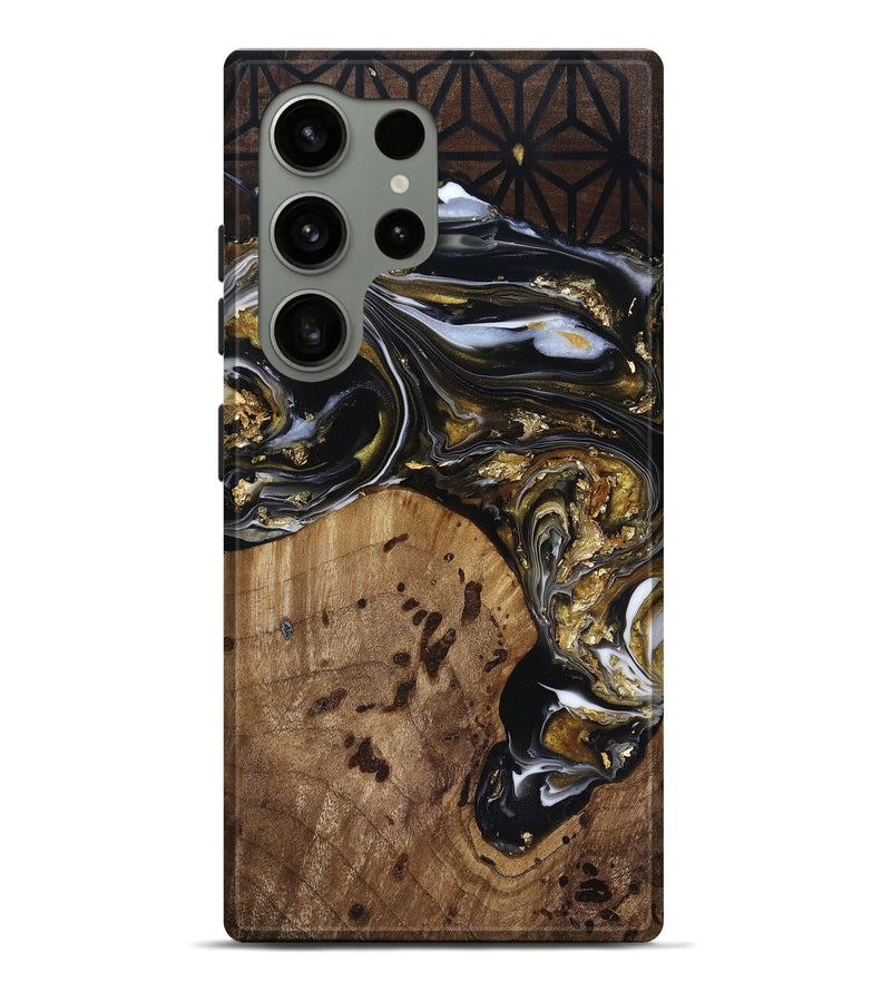 Galaxy S24 Ultra Wood Live Edge Phone Case - Yetta (Black & White, 818012)