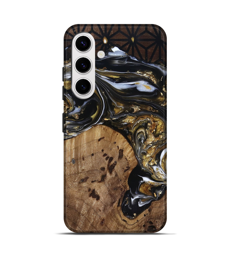 Galaxy S25 Wood Live Edge Phone Case - Yetta (Black & White, 818012)