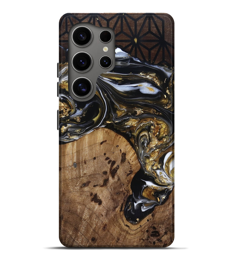 Galaxy S25 Ultra Wood Live Edge Phone Case - Yetta (Black & White, 818012)