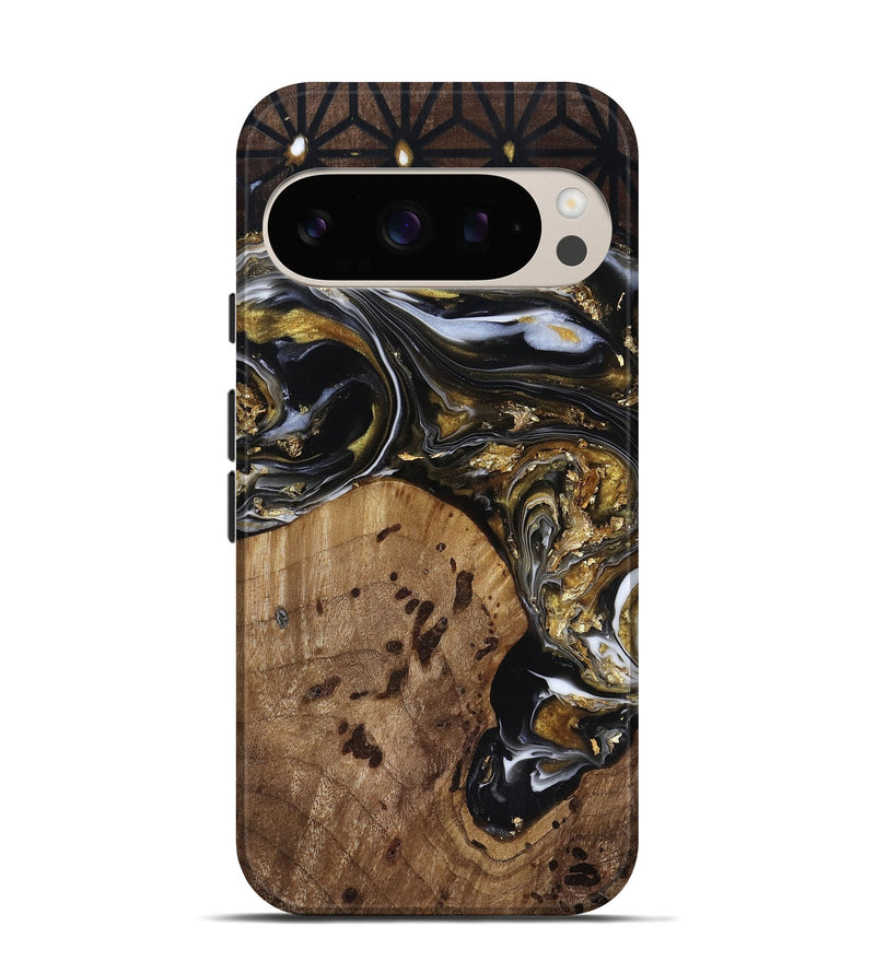 Pixel 10 Pro Wood Live Edge Phone Case - Yetta (Black & White, 818012)