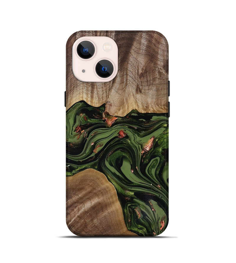 iPhone 13 mini Wood Live Edge Phone Case - Leola (Green, 818014)