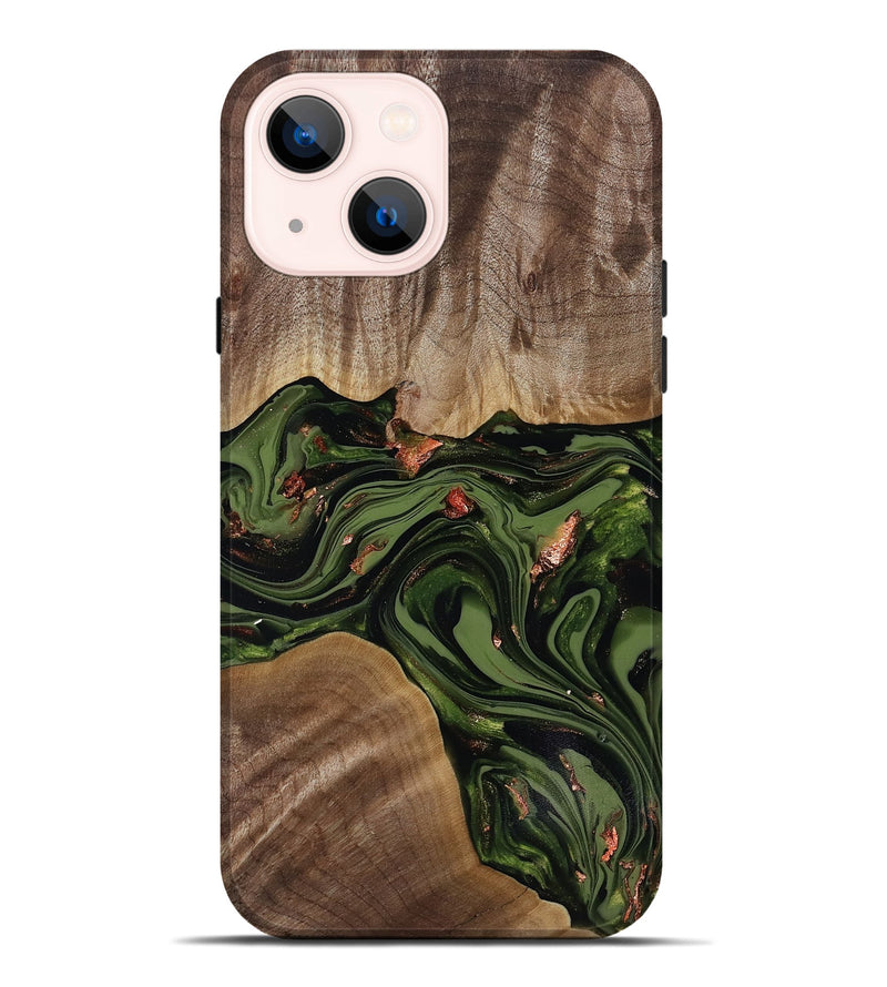 iPhone 14 Plus Wood Live Edge Phone Case - Leola (Green, 818014)