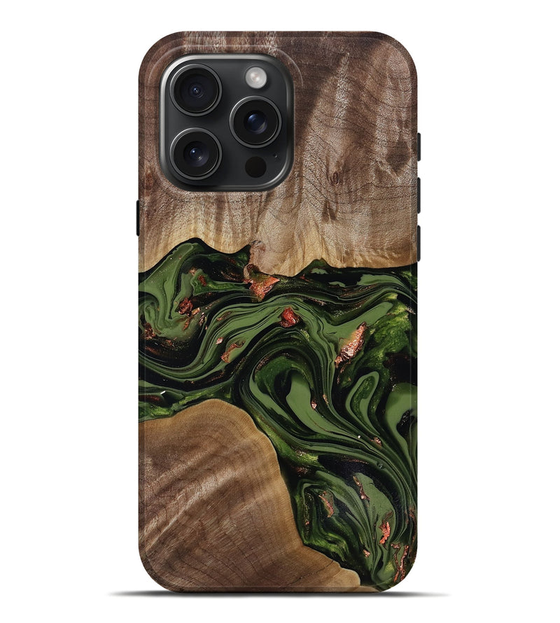 iPhone 16 Pro Max Wood Live Edge Phone Case - Leola (Green, 818014)