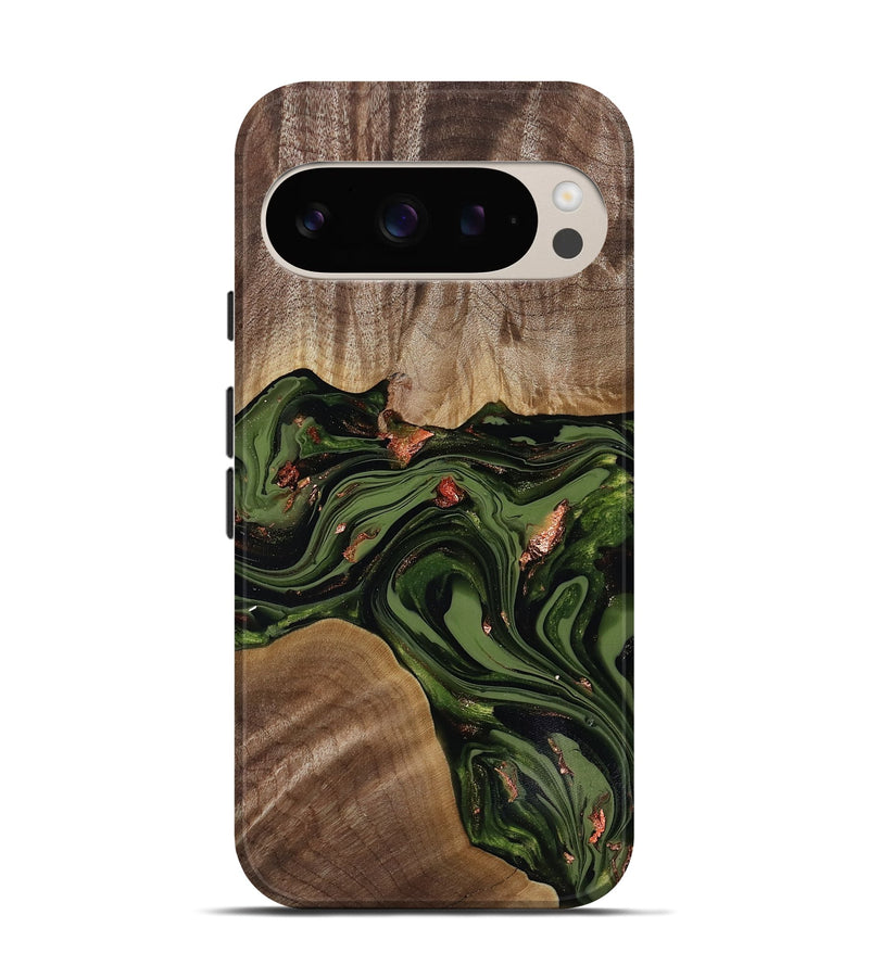 Pixel 9 Wood Live Edge Phone Case - Leola (Green, 818014)