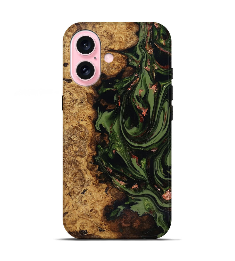 iPhone 17 Wood Live Edge Phone Case - Nathaly (Green, 818016)