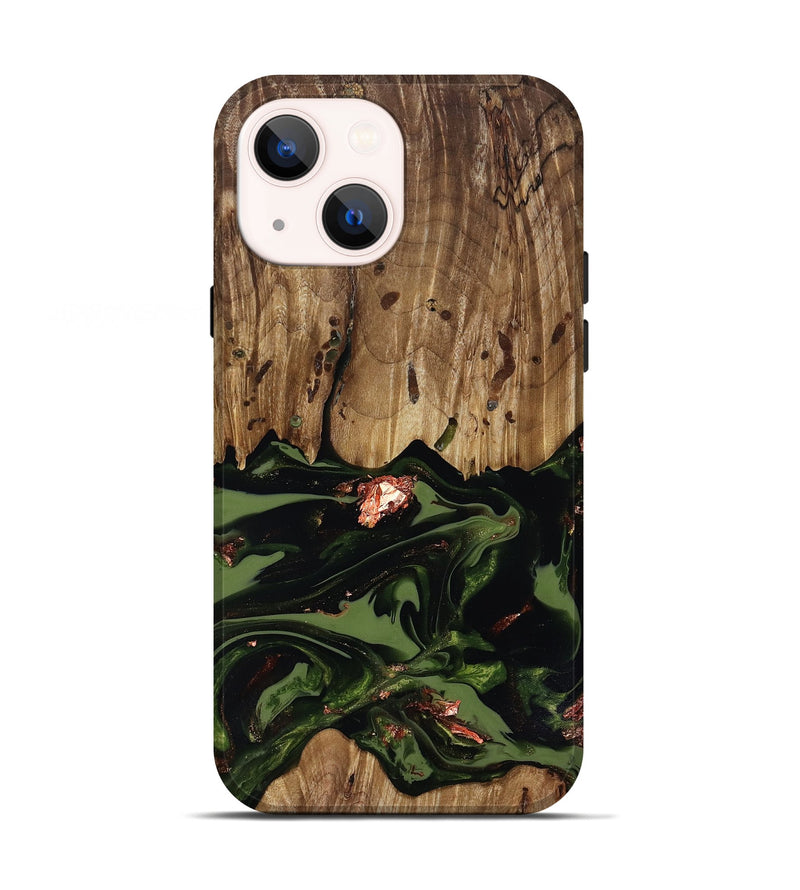 iPhone 13 Wood Live Edge Phone Case - Sevyn (Green, 818017)