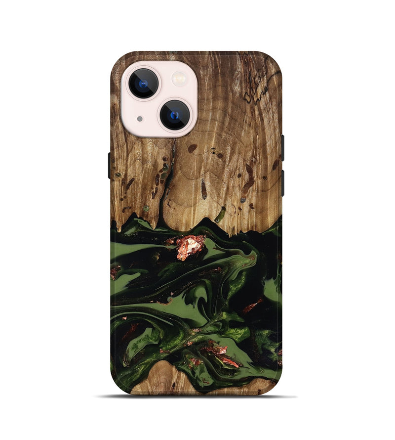 iPhone 13 mini Wood Live Edge Phone Case - Sevyn (Green, 818017)