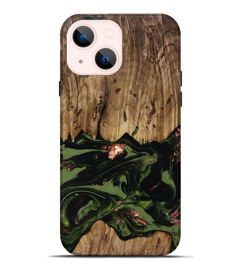 iPhone 14 Plus Wood Live Edge Phone Case - Sevyn (Green, 818017)