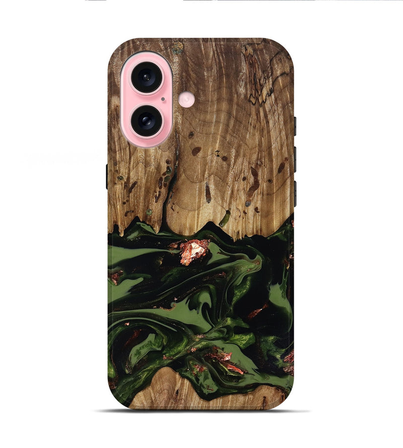 iPhone 16 Wood Live Edge Phone Case - Sevyn (Green, 818017)