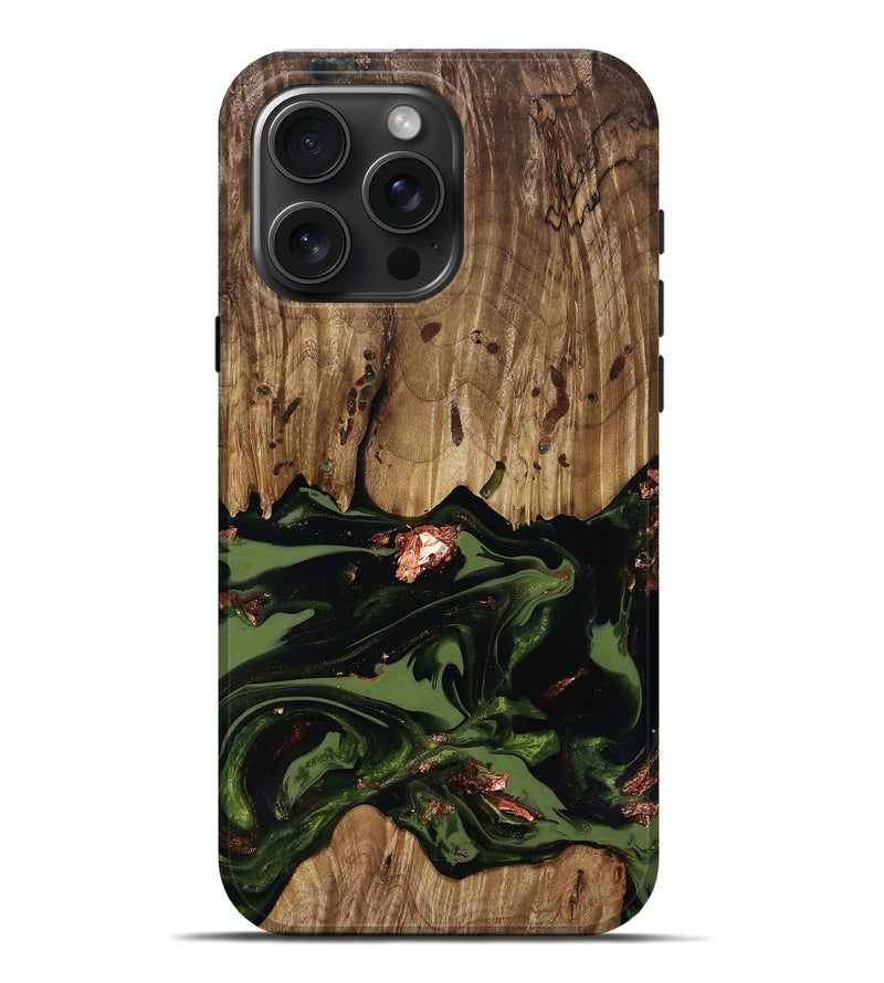 iPhone 16 Pro Max Wood Live Edge Phone Case - Sevyn (Green, 818017)
