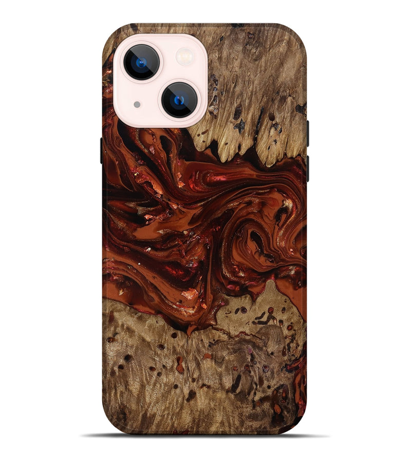 iPhone 14 Plus Wood Live Edge Phone Case - Deena (Red, 818021)