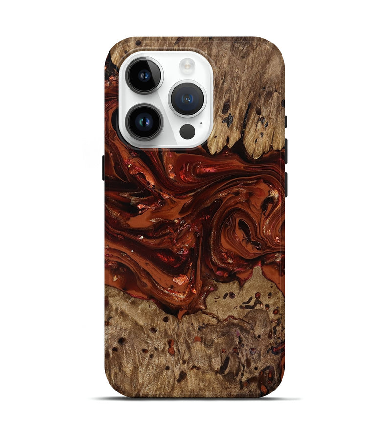iPhone 15 Pro Wood Live Edge Phone Case - Deena (Red, 818021)