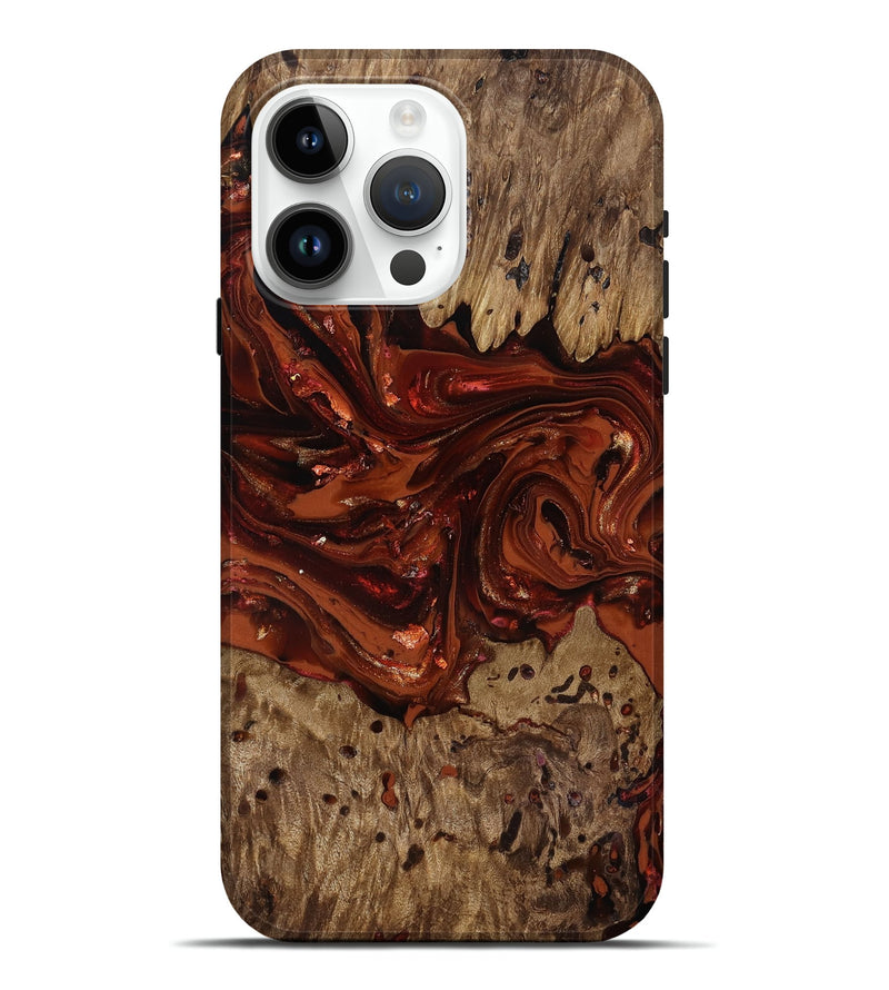iPhone 15 Pro Max Wood Live Edge Phone Case - Deena (Red, 818021)