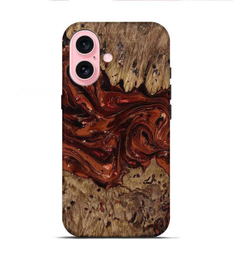 iPhone 16 Wood Live Edge Phone Case - Deena (Red, 818021)