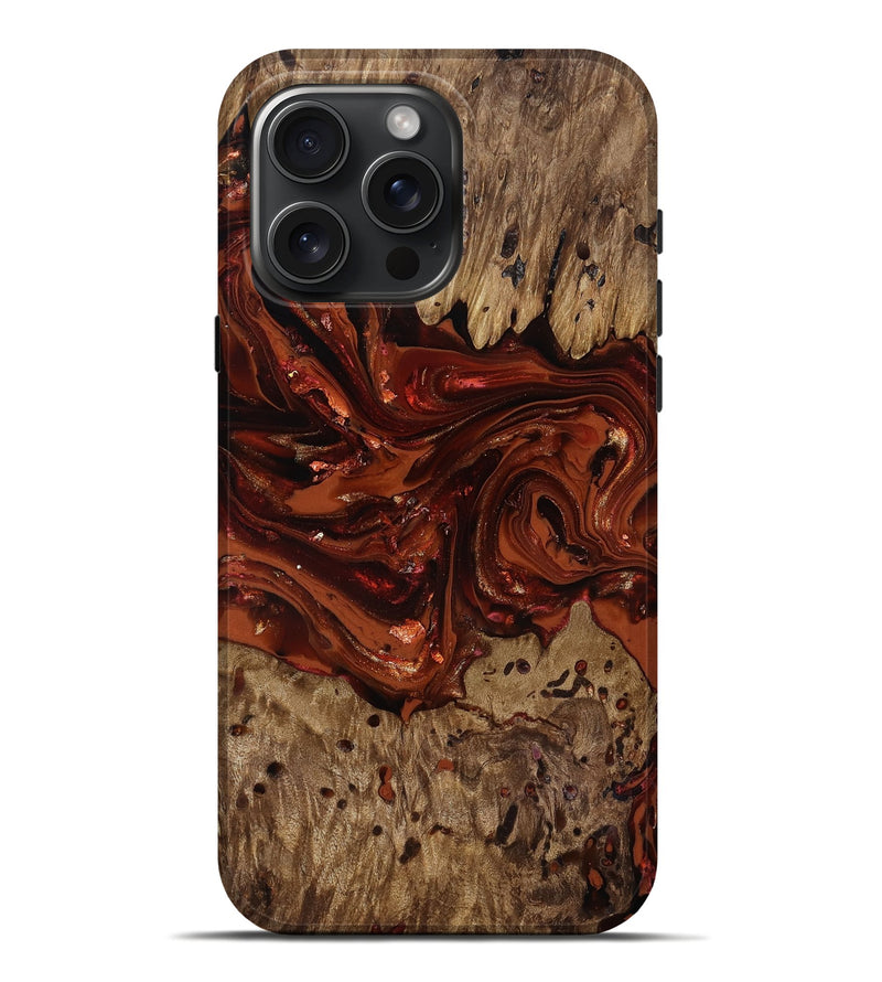 iPhone 16 Pro Max Wood Live Edge Phone Case - Deena (Red, 818021)