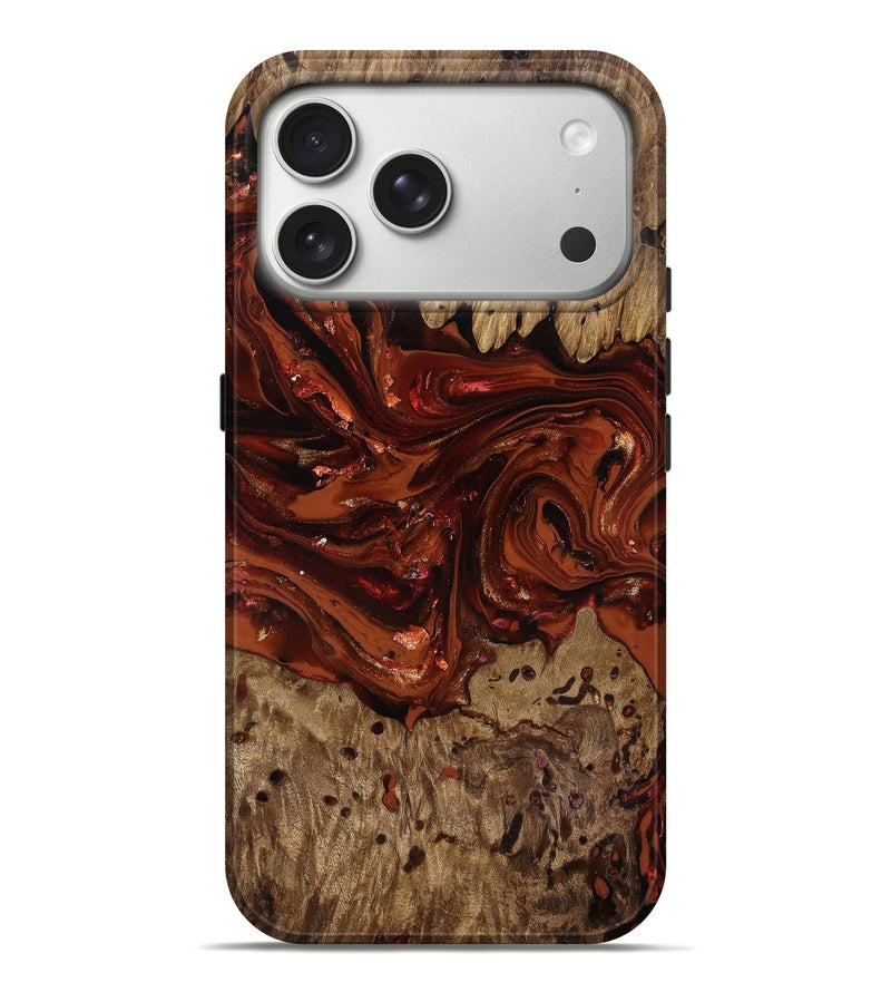 iPhone 17 Pro Max Wood Live Edge Phone Case - Deena (Red, 818021)