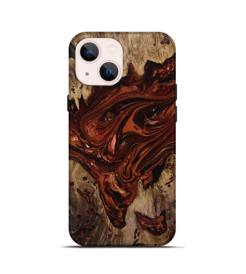 iPhone 13 mini Wood Live Edge Phone Case - Kaylin (Red, 818022)