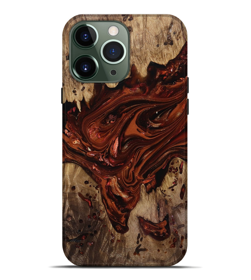 iPhone 13 Pro Max Wood Live Edge Phone Case - Kaylin (Red, 818022)