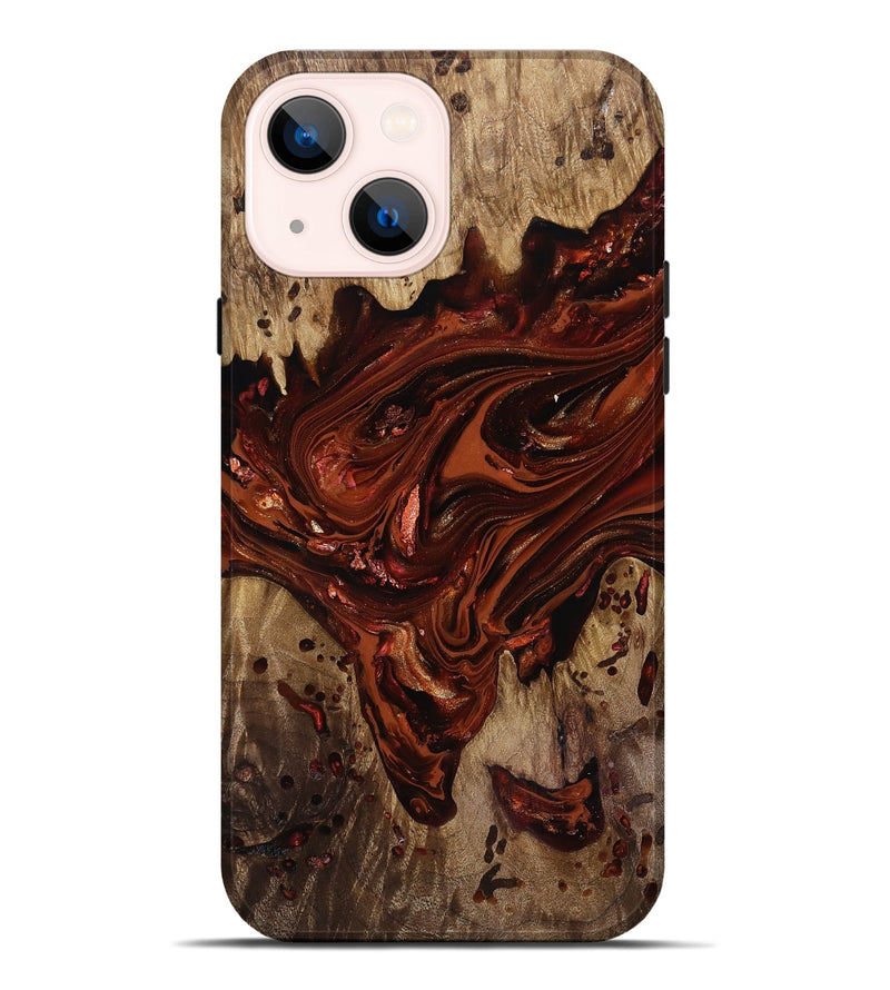 iPhone 14 Plus Wood Live Edge Phone Case - Kaylin (Red, 818022)