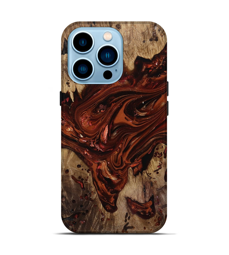 iPhone 14 Pro Wood Live Edge Phone Case - Kaylin (Red, 818022)
