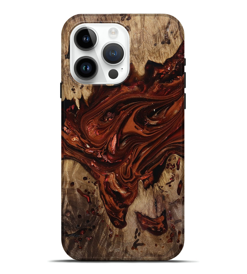 iPhone 15 Pro Max Wood Live Edge Phone Case - Kaylin (Red, 818022)