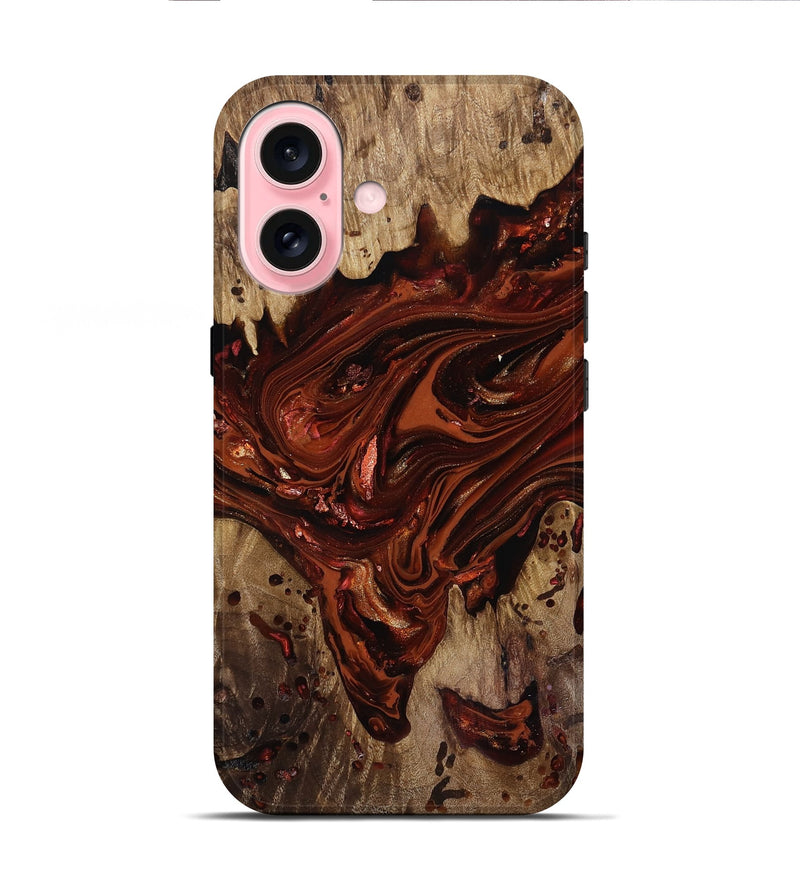 iPhone 16 Wood Live Edge Phone Case - Kaylin (Red, 818022)