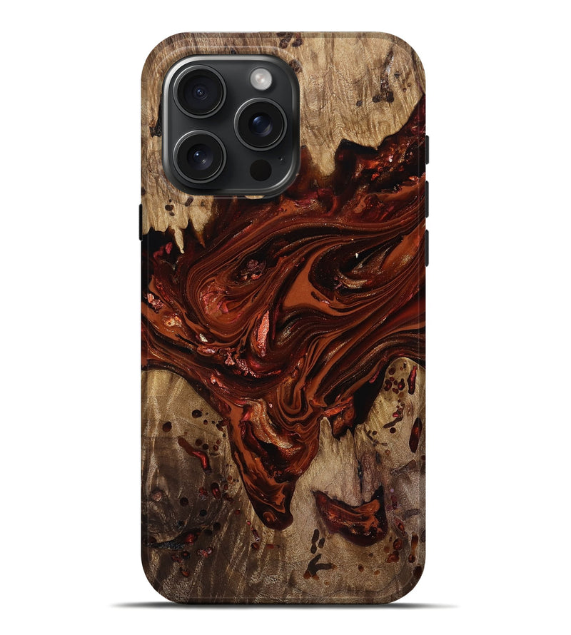 iPhone 16 Pro Max Wood Live Edge Phone Case - Kaylin (Red, 818022)