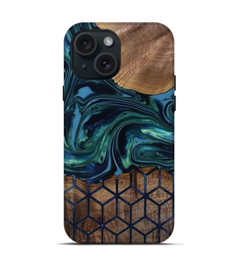 iPhone 15 Wood Live Edge Phone Case - Myrtice (Pattern, 818023)