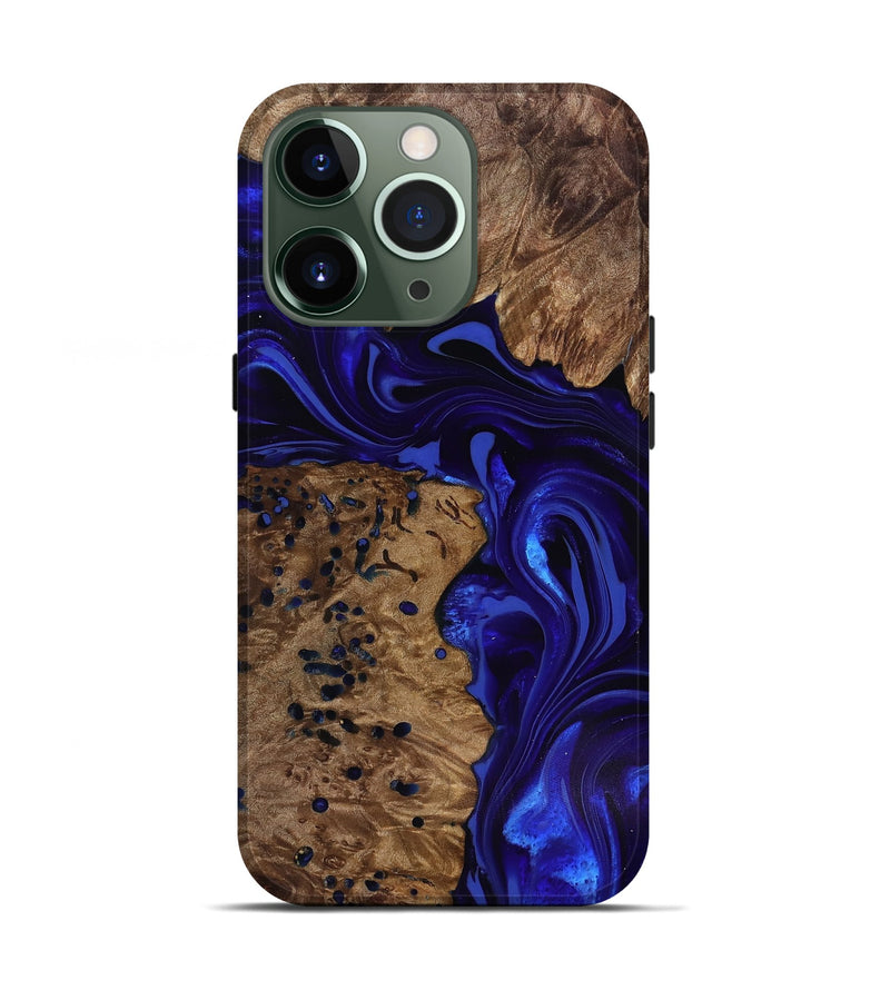 iPhone 13 Pro Wood Live Edge Phone Case - Bryon (Blue, 818025)