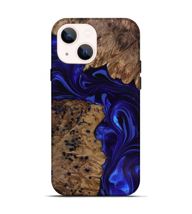 iPhone 14 Wood Live Edge Phone Case - Bryon (Blue, 818025)