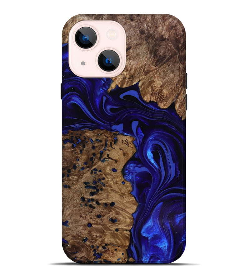 iPhone 14 Plus Wood Live Edge Phone Case - Bryon (Blue, 818025)