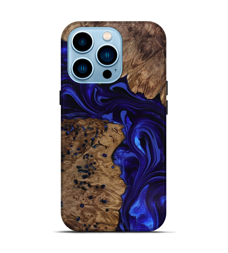 iPhone 14 Pro Wood Live Edge Phone Case - Bryon (Blue, 818025)