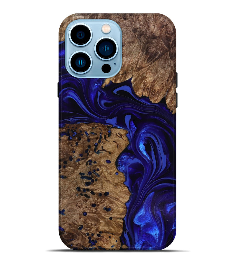 iPhone 14 Pro Max Wood Live Edge Phone Case - Bryon (Blue, 818025)